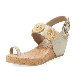 DONALD J PLINER Gilly Floral Natural Cork Platino 3" Wedge